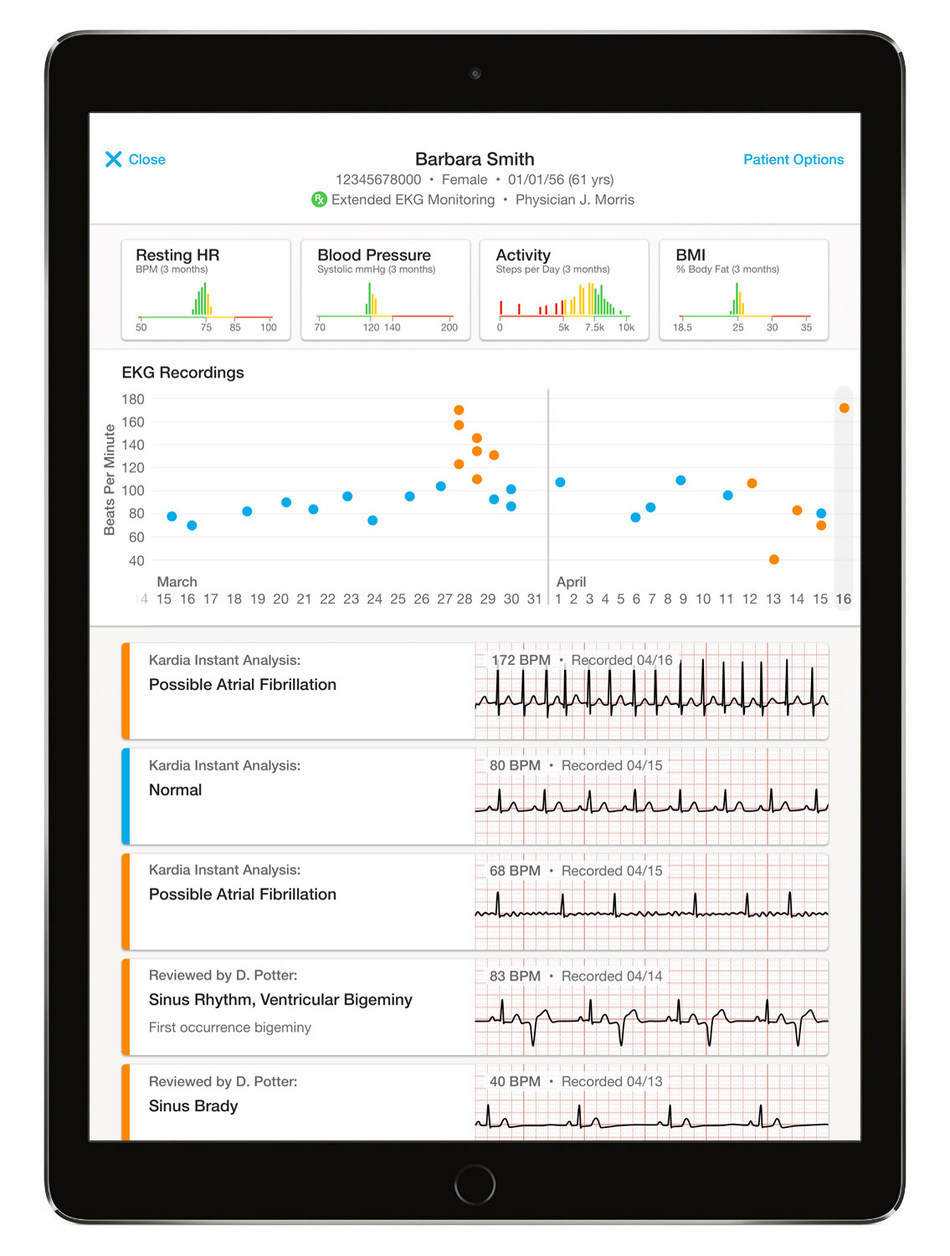 Kardia Pro Software on iPad