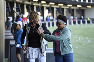 JACKSONVILLE, FL - MARCH 19: Juniors from The First Tee and LPGA Girls Golf enjoy free game play at Topgolf Jacksonville during Topgolf Junior PLAY on March 19. (Photo by Ryan Young/PGA TOUR)