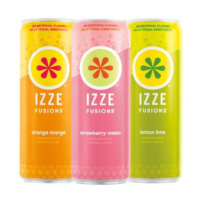 IZZE FUSIONS has three flavors including Orange Mango, Strawberry Melon and Lemon Lime.