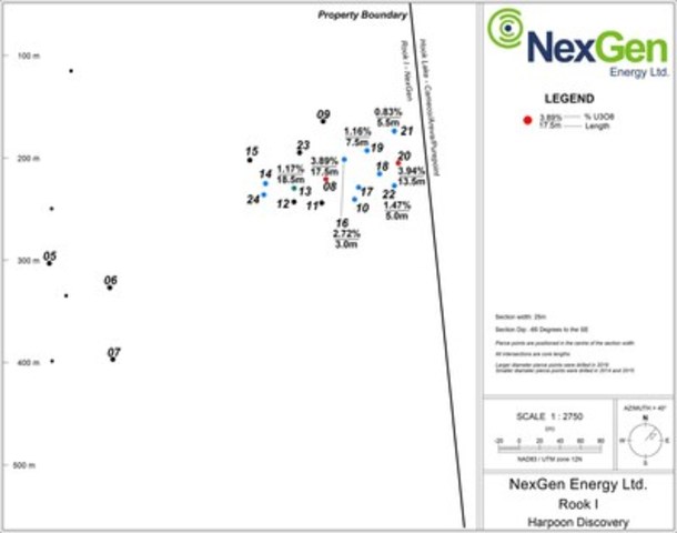 NexGen Returns 13.5 m at 3.94% U3O8 including 2.5 m at 20.90% at Harpoon