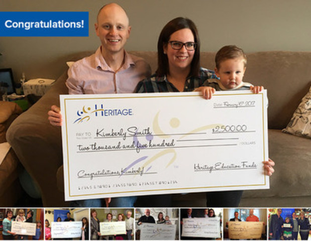 8 lucky families across Canada received an RESP contribution of $2,500 for their children's future education from Heritage Education Funds in the 2016 Annual RESP Contest. (CNW Group/Heritage Education Funds Inc.)