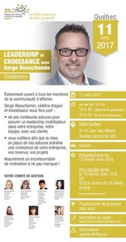 Avis aux médias - Invitation aux hommes et femmes de la communauté d'affaires de la grande région de Québec