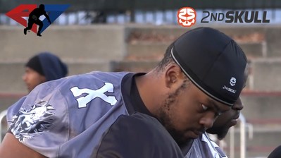 Eric McGee from the Baltimore Bulldogs practices with 2nd Skull(R) Cap