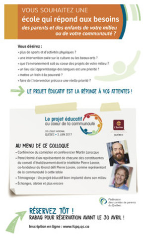 Colloque national de la FCPQ - Le projet éducatif au cœur de la communauté… et de la réussite!