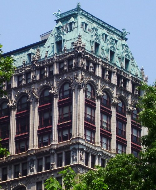 New York, NY - 220 Fifth Avenue, formerly known as the Croisic Building, constructed in 1912 and known for its Neo-Gothic architecture, visible for blocks.