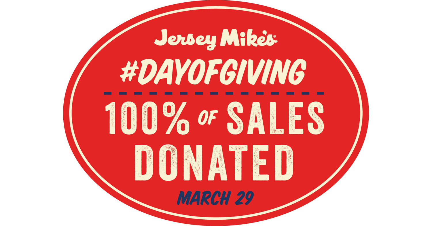 On Wednesday, March 29 Jersey Mike's Donates 100 Percent Of Sales To