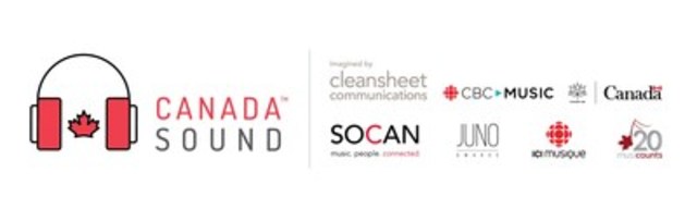 Collaborators of CanadaSound include cleansheet communications, CBC Music, The Canadian Academy of Recording Arts and Sciences (CARAS), JUNOS, SOCAN and The Department of Canadian Heritage. (CNW Group/cleansheet communications)
