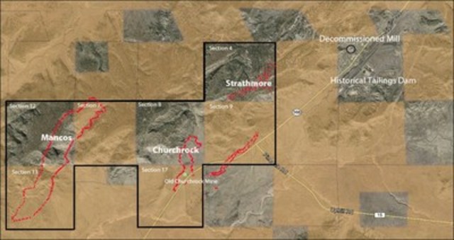 Overview of Churchrock and Mancos Resource Area (CNW Group/Laramide Resources Ltd.)