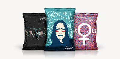 The three "Stacy's Stands With You" winning bag designs.