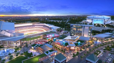 The ceremony for the $250 million world-class development was held on the project site in Arlington, TX - a location that will house over 200,000 square feet of best-in-class restaurants, retail and entertainment, a 5,000-capacity outdoor event pavilion, an upscale full-service, 300-room convention hotel and 35,000 square feet of meeting/convention space upon opening.