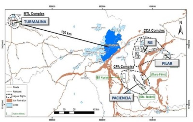 Figure #1 Location Map of Operating Assets in Southern Brazil (CNW Group/Jaguar Mining Inc.)