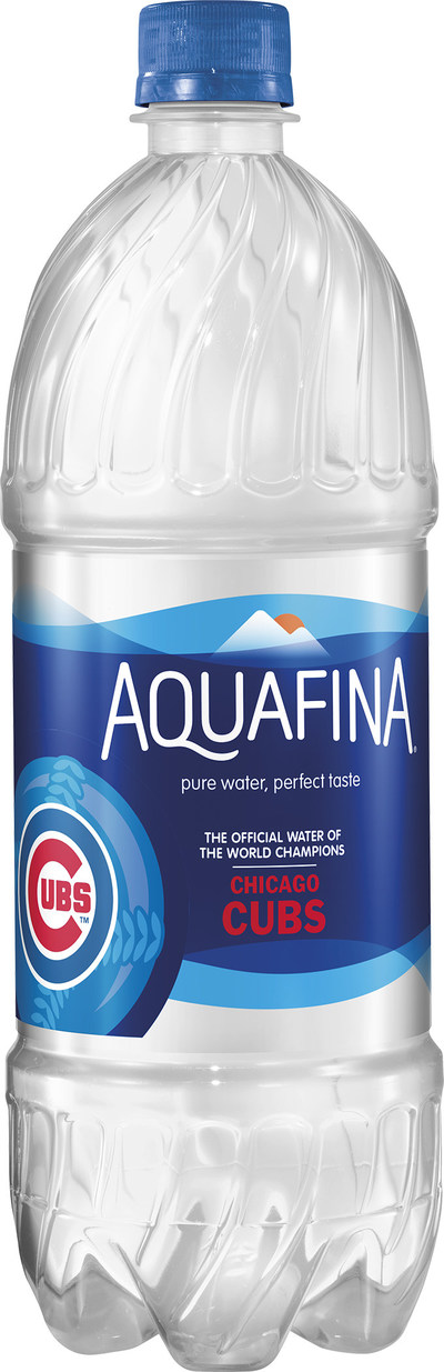 PepsiCo launches limited-edition Aquafina bottles for Chicago Cubs fans, featuring the Cubs World Series Championship logo.