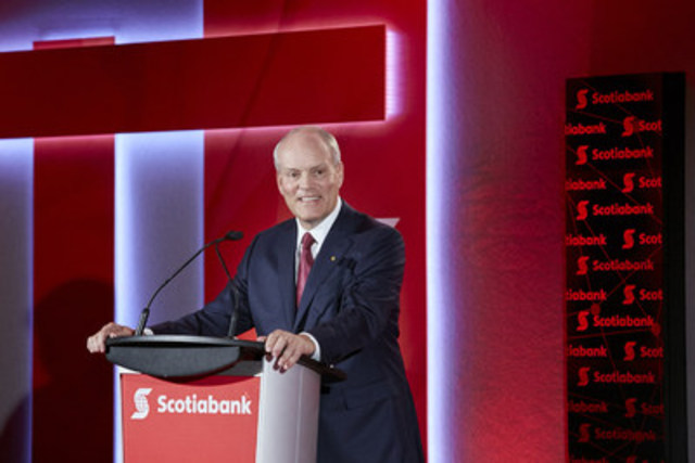 Le chef de la direction de la Banque Scotia, Brian Porter, souligne l'importance du commerce mondial et le rôle du Canada dans le développement de l'« économie numérique » lors de la 185e assemblée générale annuelle de la Banque Scotia