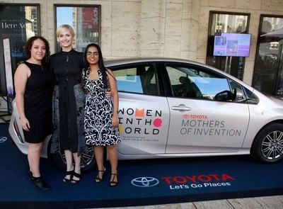 (L-R) 2017 Toyota Mothers of Invention Hahna Alexander of SolePower, Sarah Evans of Well Aware and Komal Dadlani of Lab4U attend the 8th Annual Women in the World Summit.