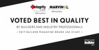 Marvin Windows and Doors and Integrity Windows and Doors Recognized as Top Brands in 2017 BUILDER Brand Use Study