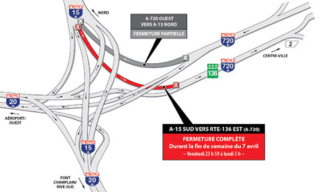 Projet Turcot à Montréal - RAPPEL - Entraves majeures dans le secteur des échangeurs Saint-Pierre, Angrignon et Turcot pendant la fin de semaine du 7 avril