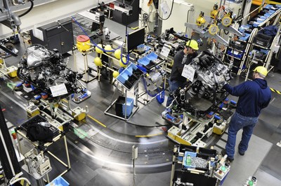 Team members at Toyota Motor Manufacturing, Kentucky, Inc. (TMMK) work on the engine sub-assembly line. Toyota’s record $1.33 billion investment will introduce Toyota New Global Architecture and other next generation improvements that will position the plant for long-term success. (PRNewsfoto/Toyota Motor North America)