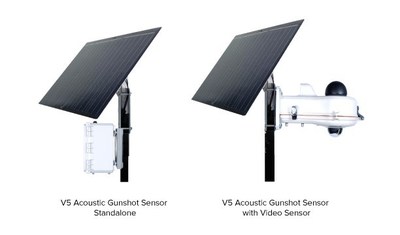 V5 Systems Acoustic Gunshot Sensor Standalone and with Video Sensor.