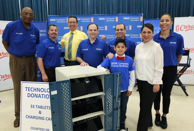 BBVA Compass donated 33 iPads and an iPad charging cart to Victor Fields Elementary School in McAllen, Texas, as a way to advance the students’ learning experiences. (NOTE TO USER: User expressly acknowledges and agrees that, by downloading and/or using this Photograph, user is consenting to the terms and conditions of the  Getty Images License Agreement. Mandatory Copyright Notice: Copyright 2017 NBAE (Photo by Nathan Lambrecht/NBAE via Getty Images)