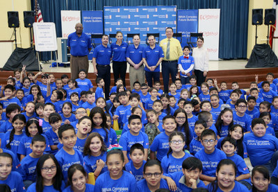 A group photo of the event on April 6 at McAllen's Victor Fields Elementary School, where BBVA Compass and WNBA Cares promoted financial literacy. (NOTE TO USER: User expressly acknowledges and agrees that, by downloading and/or using this Photograph, user is consenting to the terms and conditions of the  Getty Images License Agreement. Mandatory Copyright Notice: Copyright 2017 NBAE (Photo by Nathan Lambrecht/NBAE via Getty Images)