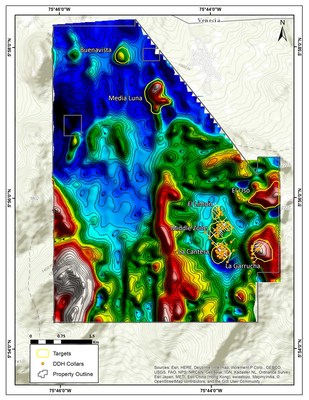 Figure 2: La Mina Project showing the Middle Zone and La Cantera deposits and adjacent prospects. (CNW Group/GoldMining Inc.)