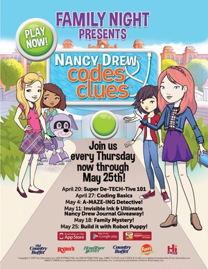 New Nancy Drew®: Codes &amp; Clues® Promotion, Begins April 20 at Ovation Brands® and Furr's Fresh Buffet®