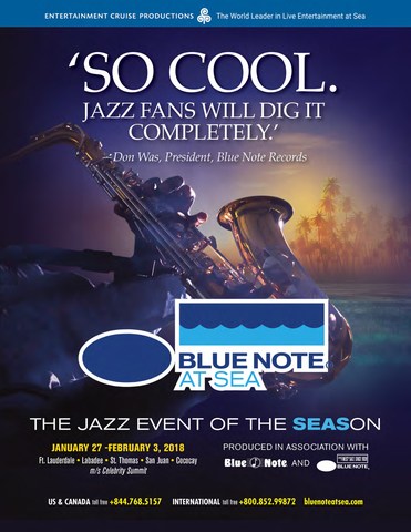 Full details regarding Blue Note at Sea can be found in the 2018 cruise brochure