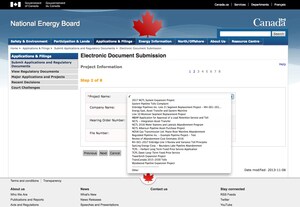 National Energy Board Online Filing Process a Mess