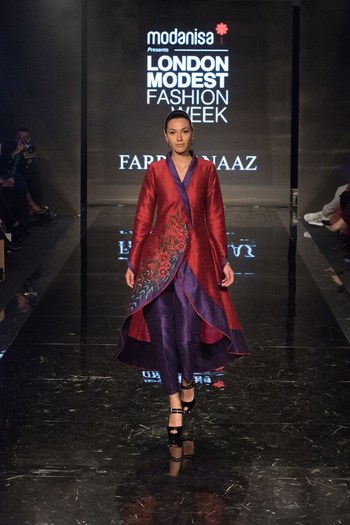 This stunning three-quarter jacket by British designer Farrah Naaz caught the eye at Modanisa London Modest Fashion Week