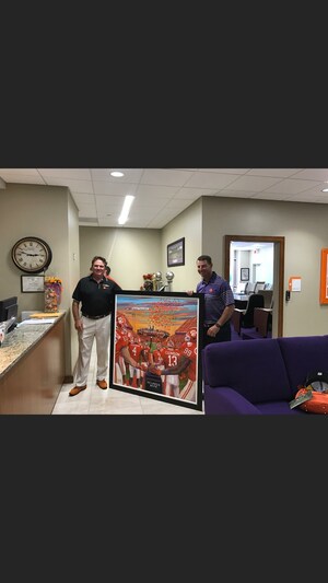 Local Artist Thomas Davis Donates Painting To Clemson Football Coach Dabo Swinney