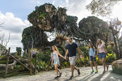 Floating mountains grace the sky while exotic plants fill the colorful landscape inside Pandora - The World of AVATAR, opening May 27, 2017, at Disney's Animal Kingdom. Pandora - The World of AVATAR will bring a variety of new experiences to the park, including a family-friendly attraction called Na'vi River Journey and new food & beverage and merchandise locations. (Matt Stroshane, photographer)
