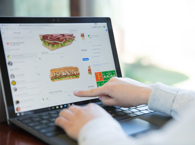 A guest ordering with the new Subway® restaurants bot for Facebook Messenger.
