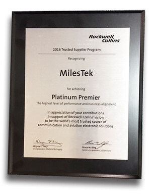 MilesTek Receives Rockwell Collins Platinum Premier Award MilesTek Receives Rockwell Collins Platinum Premier Award