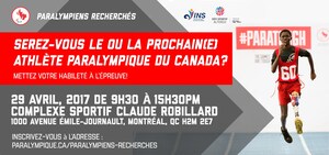 PARALYMPIENS RECHERCHÉS sera à Montréal le 29 avril pour découvrir la future génération de potentiels athlètes paralympiques