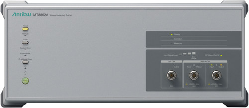 The Anritsu Wireless Connectivity Test Set MT8862A is the industry’s first solution capable of measuring the performance of an 802.11ac-capable WLAN device under test (DUT) in the actual operating state.