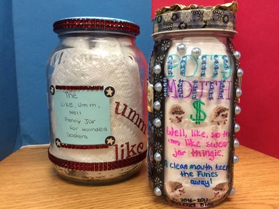 The jars used in class to help raise money for Wounded Warrior Project.