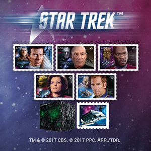Admiral James T. Kirk and Starfleet's finest captains materialize on dramatic Canadian Star Trek™ stamps