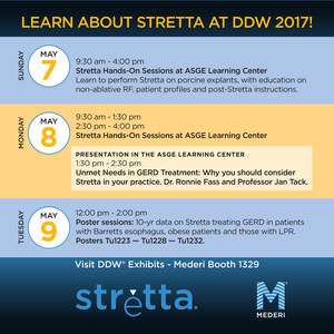 Mederi Announces Stretta Presentation, Hands-On Training and New Data at DDW 2017