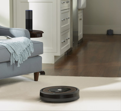 Want cleaner floors and carpets? Just ask! All Wi‐Fi connected Roomba vacuuming robots, including the new Roomba 890 Wi-Fi connected vacuuming robot (pictured), are now compatible with Amazon Alexa devices (U.S. customers only). Simply ask Alexa to start, stop, or dock the robot. Customers can enable the Roomba skill by saying, “Alexa, open Roomba.”
