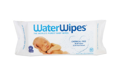 WaterWipes are the World’s Purest Baby Wipes made with just two ingredients: 99.9% water and 0.1% grapefruit seed extract, perfectly made for a baby’s delicate skin. (PRNewsfoto/WaterWipes)