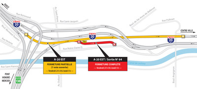 Projet Turcot à Montréal - Entraves sur l'autoroute 20 est dans le secteur des échangeurs Saint-Pierre et Angrignon