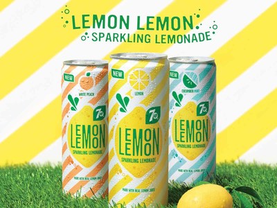 New 7UP LEMON LEMON™ sparkling lemonade is now available three fresh flavours: Lemon, White Peach and Cucumber Mint. Now available across Canada. (CNW Group/PepsiCo Canada)