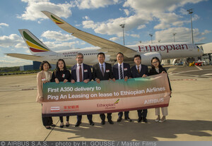 Ping An Leasing Delivers Airbus A350-900XWB Wide-body Aircraft on Sale and Leaseback to Ethiopian Airlines