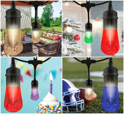 Celebrate any occasion, holiday or favorite sports team or choose warm vintage white for year-round lighting with one color, two-color combinations or a variety of preset color modes and effects.