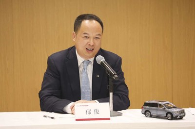 Yu Jun, General Manager of GAC Motor, speaking at a press conference about the importance of the new industrial park for boosting GAC Motor’s EV business