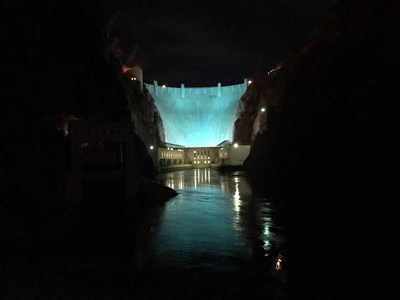 Hoover Dam (NV) Turquoise Takeover Illumination: The Hoover Dam in Nevada illuminates in turquoise to support the American Lung Association's LUNG FORCE initiative.