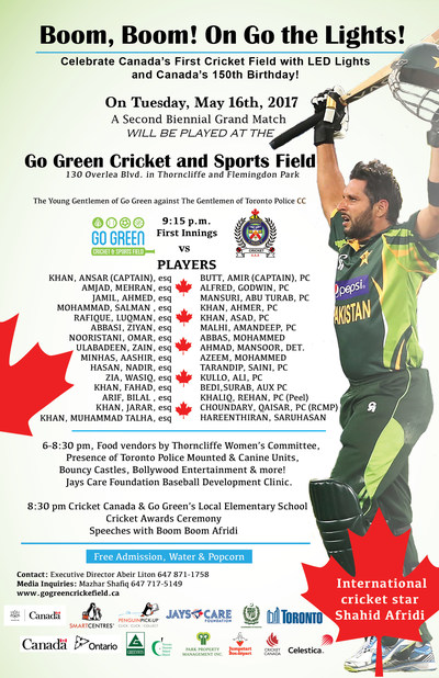 Celebrate Canada's First Cricket Field with LED Lights With the international cricket star Shahid Afridi (CNW Group/Go Green Cricket and Sports Field)