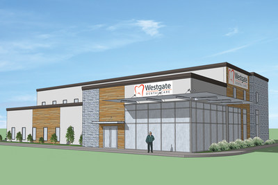 Rendering of Westgate Dental Care's new, state-of-the-art facility. The building will be over 9000 sq. ft. and span two stories - more than seven times the size of the current practice in downtown Arlington Heights.