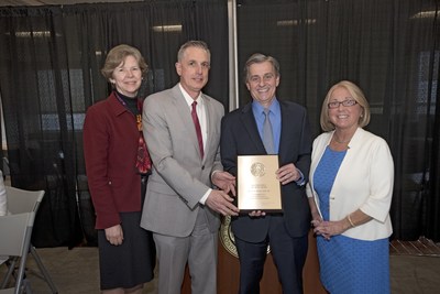 Boston University School of Medicine Dean Dr. Karen Antman, Dr. Rick Catrambone, Dr.  Kevin J. Tracey and Boston University School of Medicine Associate Dean for Alumni Affairs Dr. Jean Ramsey.