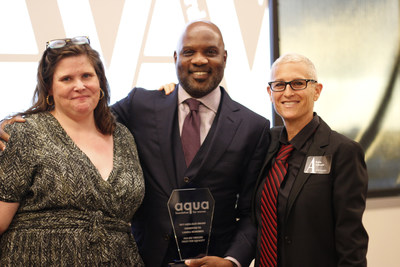 From L to R: Caitlin Wood, Lamell McMorris, and Robin Schwartz at the Aqua Ally Awards in Miami on May 5, 2017.